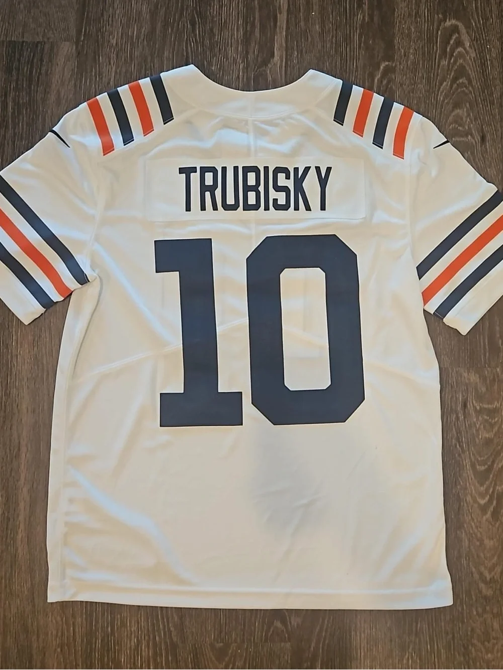 Nike White Football Jersey with Navy & Orange Accents - #10